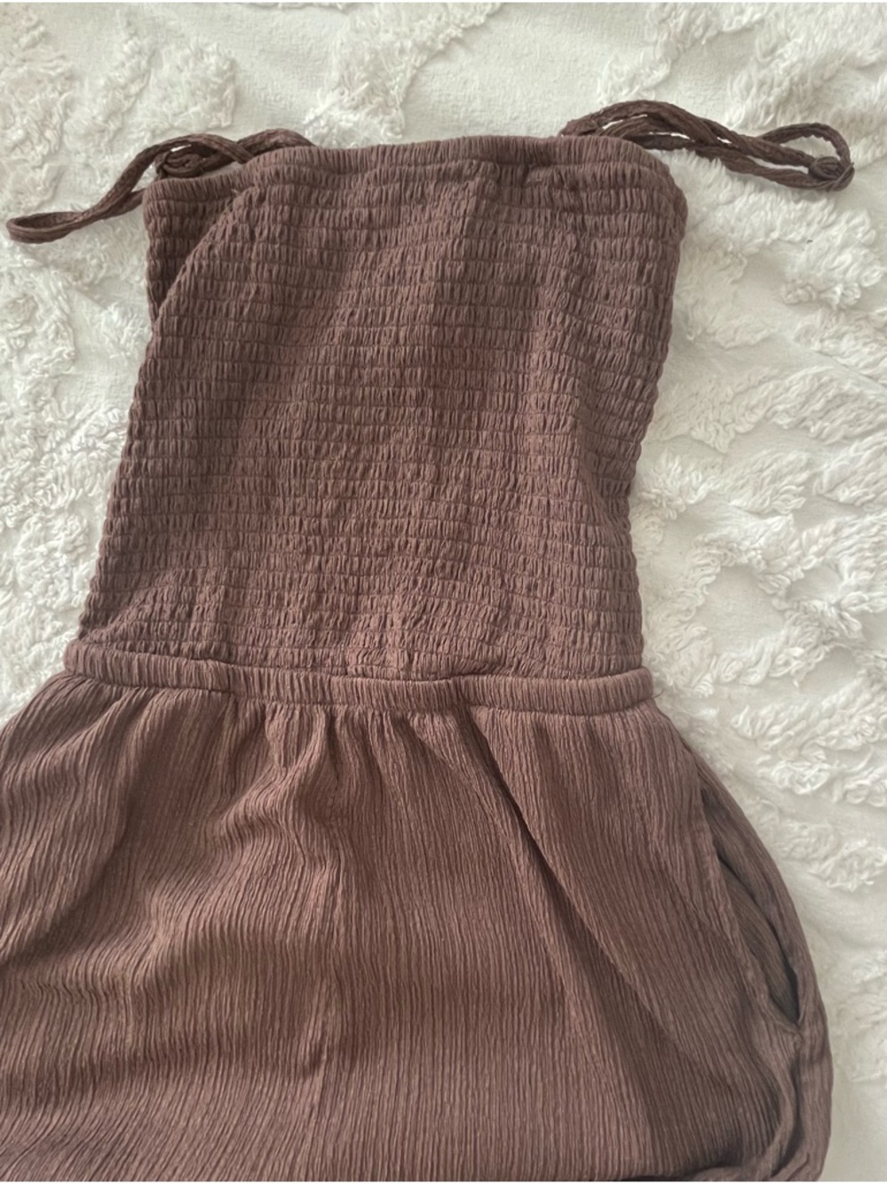 Off The Beach/Textured Tube Jumpsuit Smocked Crossback sz S - Picture 6 of 9